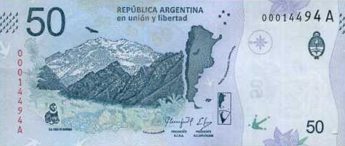 P363 Argentina 50 Pesos Year 2018